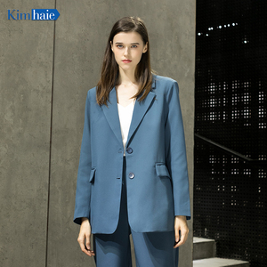 New Fashion Ladies abito da lavoro monopetto blu abbigliamento quotidiano abito leggero abiti da <span class=keywords><strong>donna</strong></span> formali Plus Size scollo a v regolare - Product Image 1
