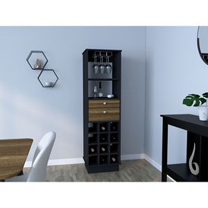 Bureck Bar <b>Cabinet</b> for Living Room Black/<b>Walnut</b> Color Scheme - Product Image 4