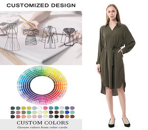 Robe élégante personnalisable de haute qualité pour <span class=keywords><strong>femme</strong></span> avec col à nœud, manches longues et fente, idéale pour mariage, soirée ou <span class=keywords><strong>cocktail</strong></span> - Product Image 4