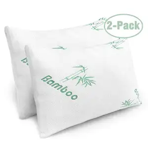 2 Pack Cooling Shredded Memory Foam Bed Pillows with Bamboo Hypoallergenic Covers