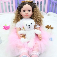 Peluche Reborn de 24 pouces, poupée de grande taille peinte avec cheveux bouclés, cadeau de Noël parfait pour les enfants