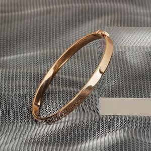 Xinfly 18K Rose Gold Shiny Wide Version Shiny Bracelet Jewelry Gold Plain Gold - Product Image 1
