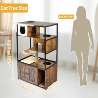 Maisonnette en bois pour animaux de compagnie, tour pour chat avec enclos pour litière, arbre à chat d'intérieur avec griffoir