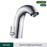 Robinet de lavabo sans contact moderne et classique pour eau froide, à installation sur plan, finition chrome poli