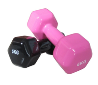 Haltères hexagonaux en vinyle de 2 kg, nouveau produit en gros, couleur rose, haltères hexagonaux pour femmes