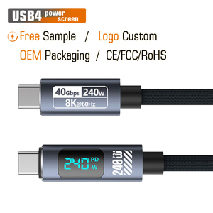 Câble de données USB4 à affichage numérique OEM 240W 40Gbps 8K <span class=keywords><strong>USBC</strong></span> PD3.1 CE FCC RoHS, charge rapide, vente en gros en ligne, FBA, marque privée - Product Image 1