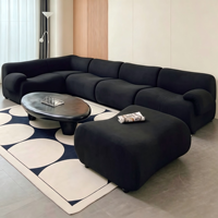 Ensemble de canapé modulaire sectionnel sous vide, revêtement en tissu chenille, mousse sans armature, canapé nuage compressé pour salon