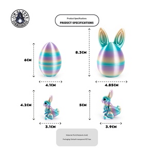 Ensemble d'œufs de lapin en verre imprimés en 3D, thème animal, décoration de Pâques, cadeau de maternité - Product Image 4