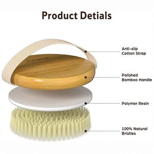 Cepillo de Masaje Corporal Redondo de Madera con Logotipo Personalizado, Cepillo de Baño Exfoliante de Cerdas Suaves - Product Image 2