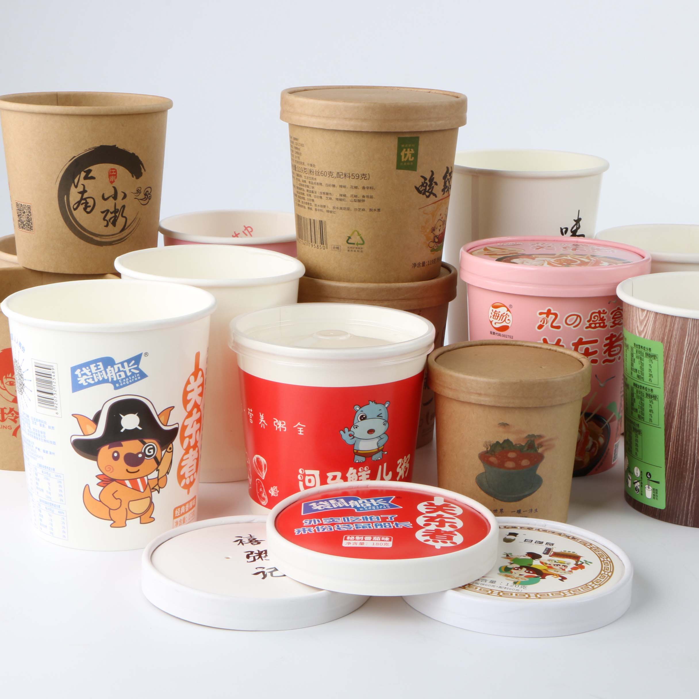 Hight Quality Customized Logo Printing Coated Kraft Paper Soup Cup With Lid