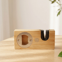 Ouvre-bouteille moderne en bambou pour vin et bière, composants en acier inoxydable, couleur naturelle, outil de cuisine durable pour les fêtes, personnalisable