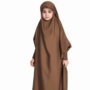 NEW Eid Abaya Kids ramadan Khimar Prayer Dress Bat Sleeve Dubai Children Abaya Saudi Arabia jilbab Islamic Clothing for Girls