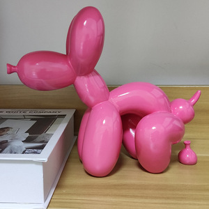 Reçine el sanatları balon köpek tepsisi yaratıcı oturma odası süsleme reçine şekil kaka balon köpek heykel ev dekor