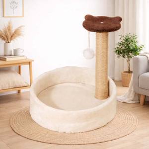 Arbre à chat stable avec finition velours, panneaux de particules E0 écologiques, griffoir en sisal, grande tour d'activités moderne pour animaux de compagnie - Product Image 1
