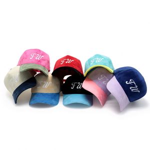 Casquette de baseball en velours personnalisée avec logo brodé bicolore vintage - Product Image 3