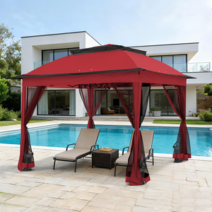 Gazebo Metálico para Jardín, Carpa de Fiesta con Cortina de Red, Gazebo de Dos Niveles con Techo Blando Premium, Cenadores, Pérgolas - Product Image 3