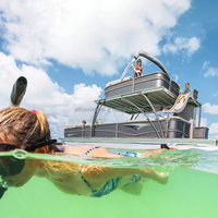 Bateau ponton à double pont en aluminium de 25 pieds avec moteur hors-bord pour la pêche, les sports nautiques et les loisirs en famille