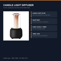 Diffuseur d'arômes à lumière de bougie 150 ml, lampe à flamme silencieuse, veilleuse 7 couleurs, humidificateur d'huiles essentielles USB, pour voiture et maison, en plastique