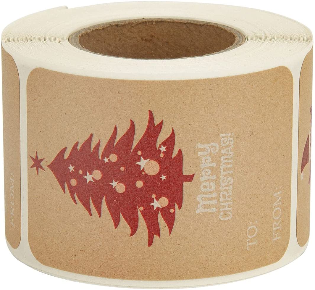 Tengen Beautiful Pattern Design High Quality Kraft Paper Material Kraft Gift Label Gift Stickers 2 x 3 Inch 200 Total