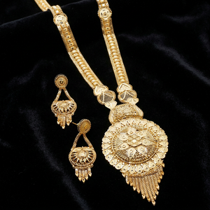 Conjunto de collares largos rellenos de oro de 14K 18K 24K al por mayor, conjunto de joyería de diseño floral, conjunto de joyería chapado en oro de latón. - Product Image 1
