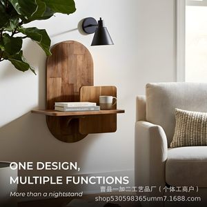 Solid Wood <b>Wall</b> <b>Mounted</b> <b>Shelf</b> Irregular Shape Multipurpose Storage Rack For Living Room Display - Product Image 2
