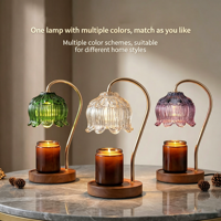 Lampu Pemanas Lilin Kaca Motif Bunga Vintage, Lampu Peleleh Lilin yang Dapat Disesuaikan, Pemanas Aroma Aman untuk Kamar Tidur, Rumah, dan Hadiah