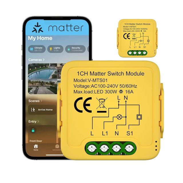 Factory Wholesale Homekit Matter Smart Home Remote Control Switches 16A 100-240V Matter Breaker