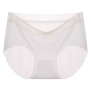 High-Rise Ice Silk Seamless Maternity Underwear Breathable Comfortable Everyday Bikini Pants with Solid Pattern Low Waist Design