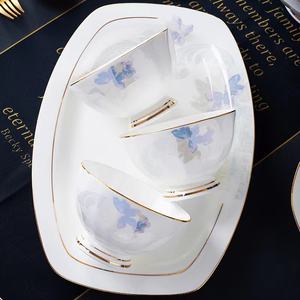 Vente en gros de 60 pièces de vaisselle, bols et plats européens de printemps de <span class=keywords><strong>Paris</strong></span> en céramique de Jingdezhen, logo d'impression de cadeau - Product Image 4