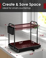 Rak Pengering Piring 2 Tingkat untuk Meja Dapur dengan Alas Tirisan & Tempat Peralatan Makan
