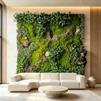 Mur végétal artificiel sur mesure, mélange de plantes et de mousse de poteau stabilisée pour la décoration murale de la maison, du bureau et de l'hôtel