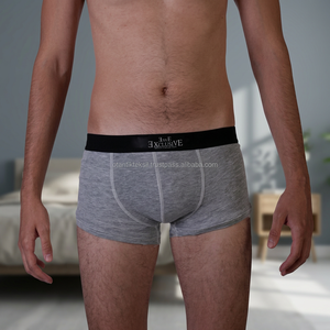 Gray Long Woven Men's <b>Boxer</b> Shorts Underwear with <b>Custom</b> Free Fit - Product Image 2