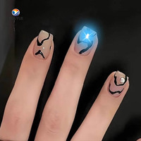 Clignotant passif Led NFC RFID autocollant d'étiquette d'ongle 13.56mhz puce NFC réinscriptible intégré Flash fort NFC lumière LED autocollant d'ongle