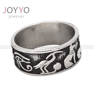 Bague Spinner en Acier Inoxydable pour Hommes et Femmes Anciens Dieux Egyptiens Embossés Mode Homme Oeil d'Horus Anubis Croix Ankh - Product Image 2