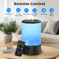 Humidificateur ultrasonique noir 3L, grand humidificateur à brume ultrasonique avec minuterie 2/4/8H, 3 vitesses, faible bruit, humidificateur électrique à télécommande