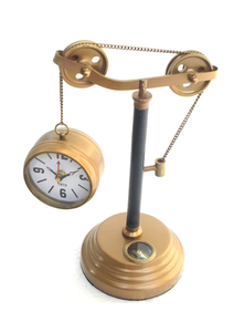 Reloj de Mesa Mecánico de Polea Completa con Aguja, Estilo Antiguo, Reloj de Cuarzo con Brújula para Oficina - Product Image 2