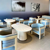 Ensemble table basse et chaises de loisirs pour hôtel, en bois, style commercial minimaliste moderne, pour hall d'entrée, espaces publics, maison d'hôtes, centre de loisirs