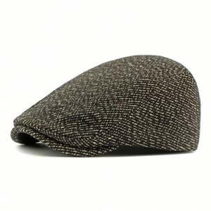 Unisex Retro <b>Flat</b> Top Ivy Hat Thick Warm Striped <b>Cap</b> for Adults for Casual & Sports for Leisure Travel & Outdoor - Product Image 5