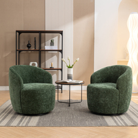Chaise de baril de fauteuil d'accent de pivot de tissu avec l'anneau en métal de revêtement de poudre noire, vert