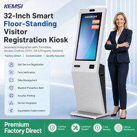 Kiosque de gestion des visiteurs à écran tactile de 32 pouces à montage sur table, scanner de reconnaissance faciale, auto-enregistrement, Android 10/11