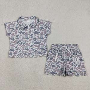 Conjuntos de Ropa para Niñas RTS Boutique, Camuflaje de Caza, Flores de Jardín, Color Sólido, Estilo Hermana, Verano, Nuevo, Borde Festoneado - Product Image 2