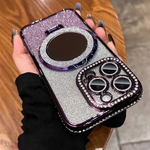 Coque de téléphone en poudre scintillante diamant de luxe avec miroir de maquillage magnétique pour <span class=keywords><strong>iPhone</strong></span> 11 12 <span class=keywords><strong>13</strong></span> 14 15 Plus coque de téléphone en TPU - Product Image 5