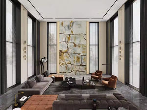 Piedra Natural pulida esmaltada oro blanco piedra de mármol de lujo Impresión de <span class=keywords><strong>Roma</strong></span> losa de mármol personalizada para encimeras - Product Image 4