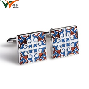 Zinc Alloy Gold Electroplated Rectangle Shape Soft Enamel Patch <b>Collar</b> Button Custom Logo Promotional Cufflinks - Product Image 2