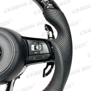 Volant en fibre de carbone forgé en forme de D, personnalisable en usine, pour mise à niveau des anciens modèles Polo Golf MK7, MK6, MK5 - Product Image 2