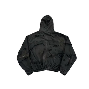 Sweat à capuche double couche unisexe effet délavé et usé, style designer, personnalisé et oversize pour homme - Product Image 4