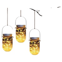 Bocal Solaire Lanterne Lumières, Paquet De 8 30 Ampoules LED Fée Étoile Luciole Solaire Couvercles Pot Lumières, 8 cintres