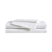 Parure de lit d'hôtel en satin de coton poly blanc, motif rayé de 1 cm, 80 % coton, 20 % polyester, 4 pièces, durable, entretien facile