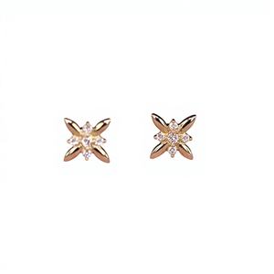 Pendientes minimalistas de oro macizo de 14K con diseño sencillo y delicado de cristal único para compromiso de boda de mujer otras ocasiones KJ151 - Product Image 1