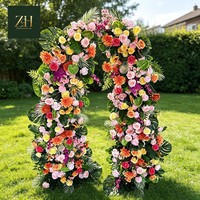 Nouvelle conception, fleurs artificielles en soie rose et verte mélangées, arche de roses pour décoration de mariage, fête ou événement floral